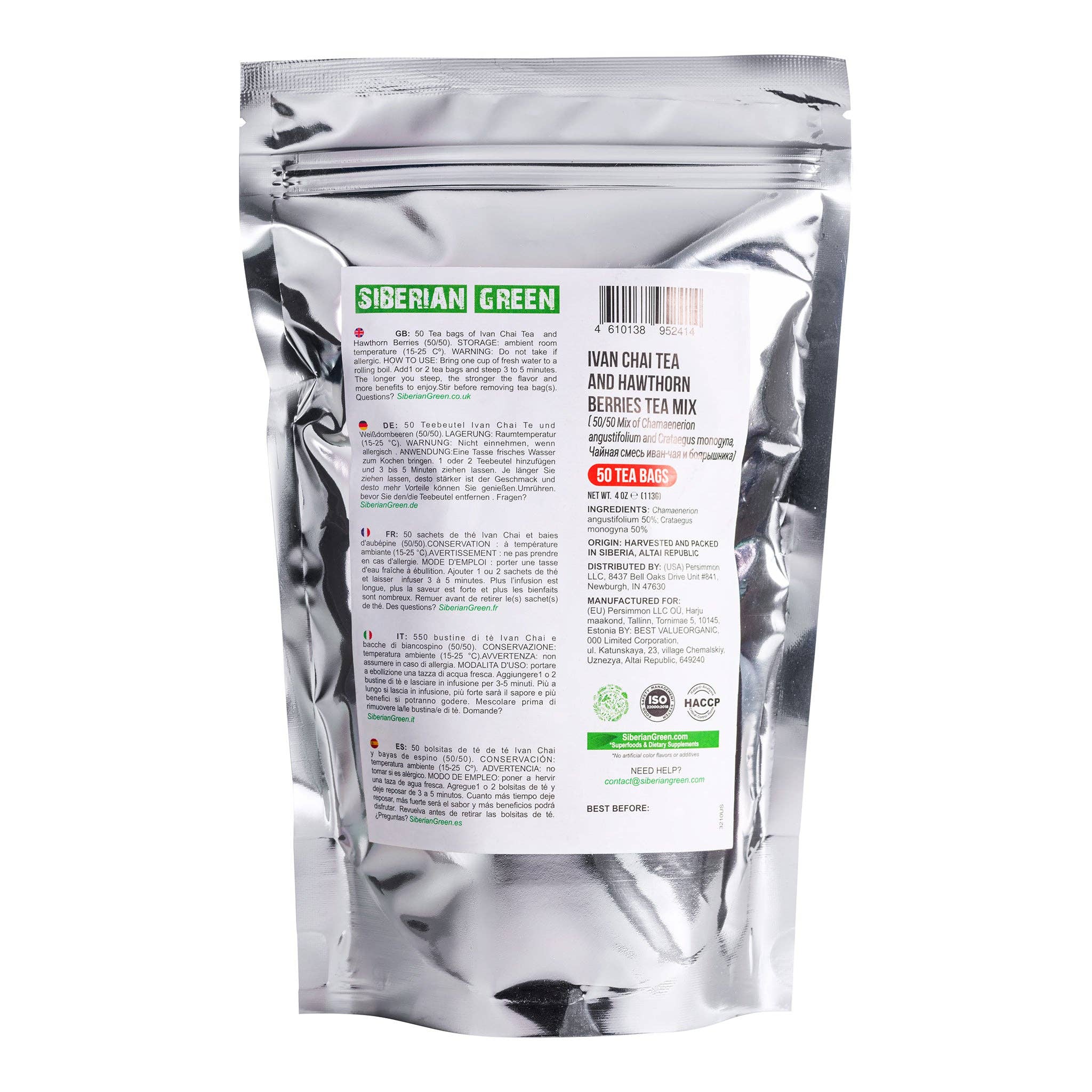 SiberianGreen - Wholesale Tea Bags - Siberian Hawthorn Berry Green Ivan Chai Tea - 50 Tea Bags6