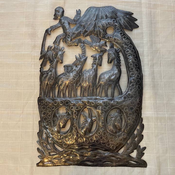 Metal Noah's Ark Med, Haiti for wholesale by Tesoros Trading Company
