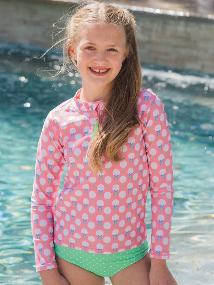 Tween Girls Pink Tee Time Long Sleeve Zipper Rash Guard 2-Piece Swimsuit
for wholesale on Faire