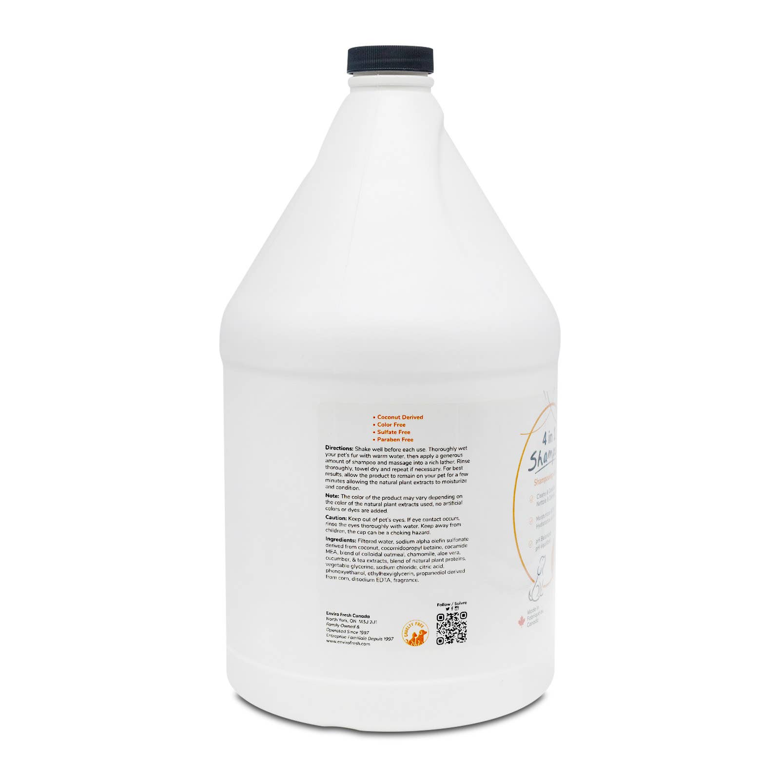 Enviro Fresh – Engroshandel Shampoo - Hund – Hundeshampoo 4 i 1 med aloe og kokosmælk, 3,7 l1