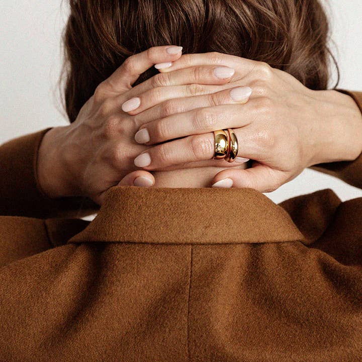 Maslo Jewelry - Wholesale Band/Stacked Ring - Domed Ring Gold
