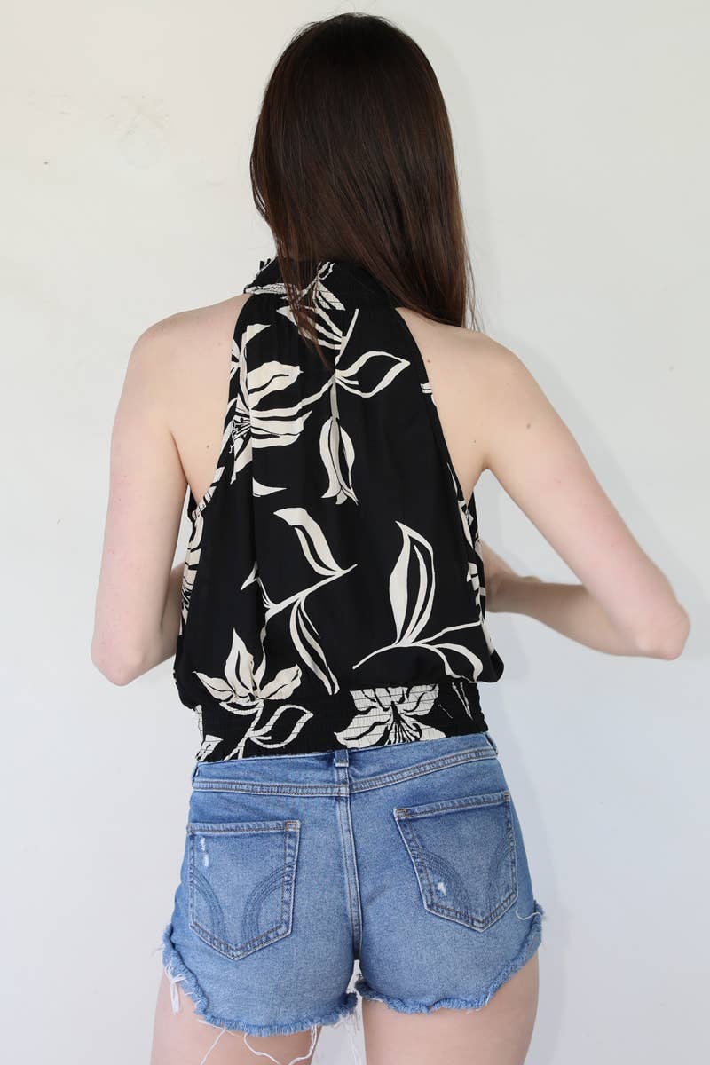 ANGIE - Wholesale Blouse - Women's - C2570-W921 HIGH NECK PRINTED TANK WITH SMOCKED WAIST1