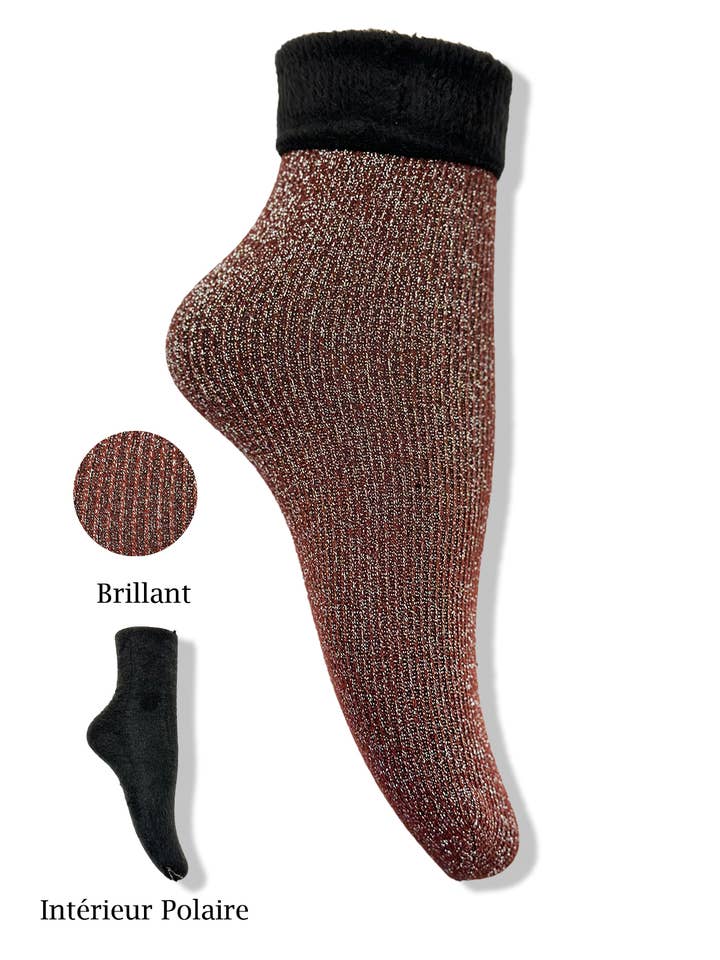 Belle Com'Elle - Wholesale Sock Slippers - Women's - Shiny fleece socks/W138856