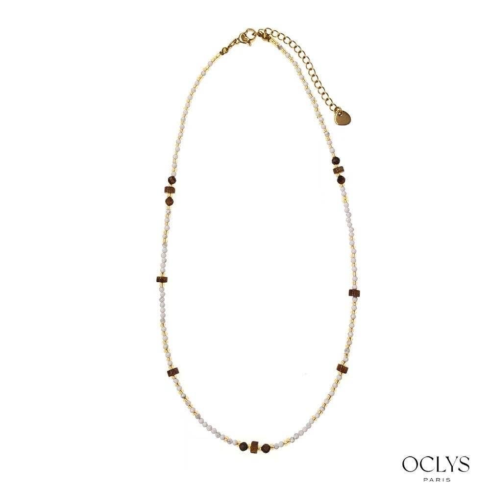 Oclys - Wholesale Beaded/Pearl Necklace - White natural stone necklace with gold stainless steel Vivi1