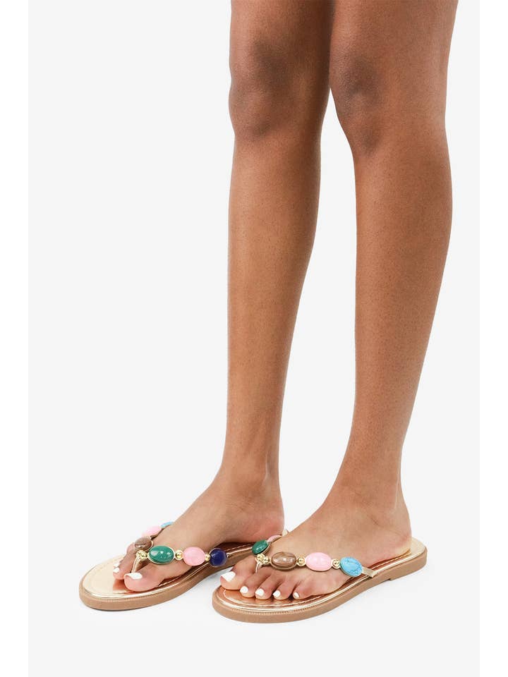 Lemonade Shoes - Vendita all'ingrosso Sandali - Donna - FANTINE - SANDALO INFRADITO CON PERLINE RESORT '261