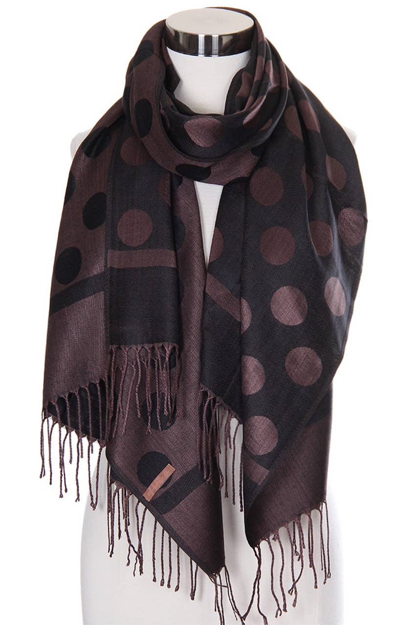 Hana - Wholesale Scarf - Women's - Polka Dot Pattern Pashmina Scarf3