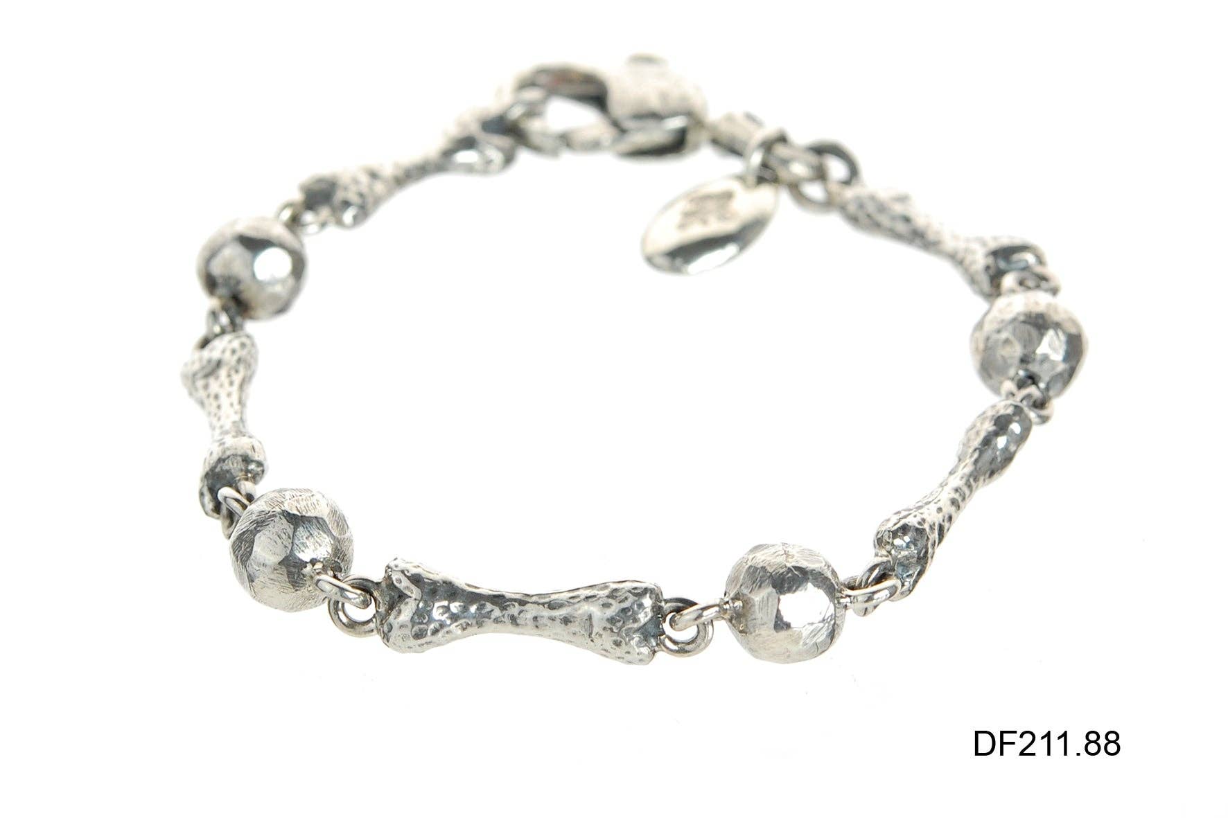 ElfCraft – Pulseira de elo e corrente por atacado – Pulseira Prata Martelado Ossos And Bullets0