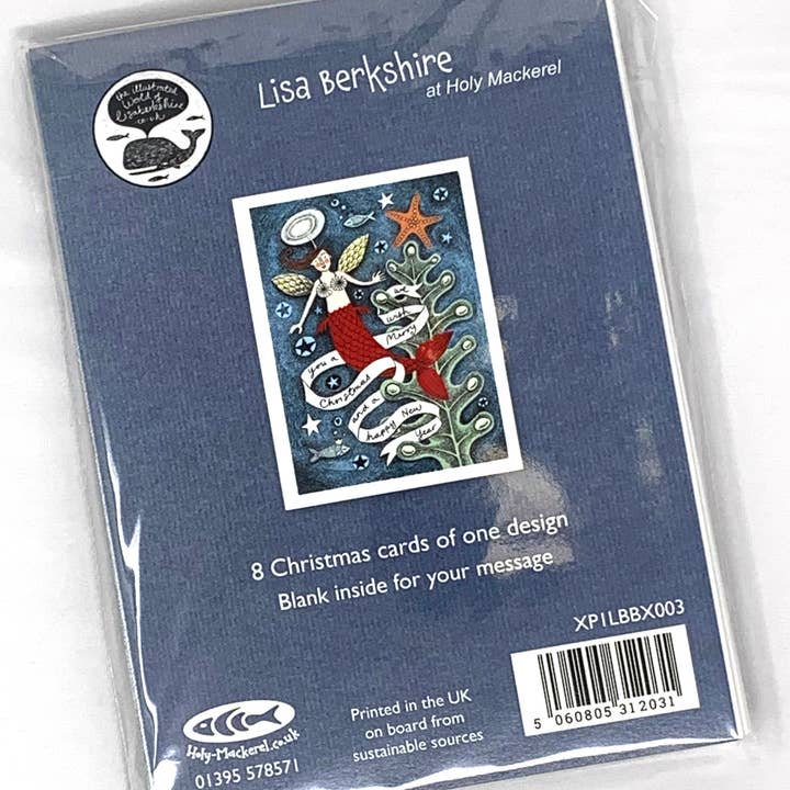 Lisa Berkshire Christmas pack - 8 x Mer-Angel cards for wholesale by Inky Blue Ltd t/a Holy Mackerel