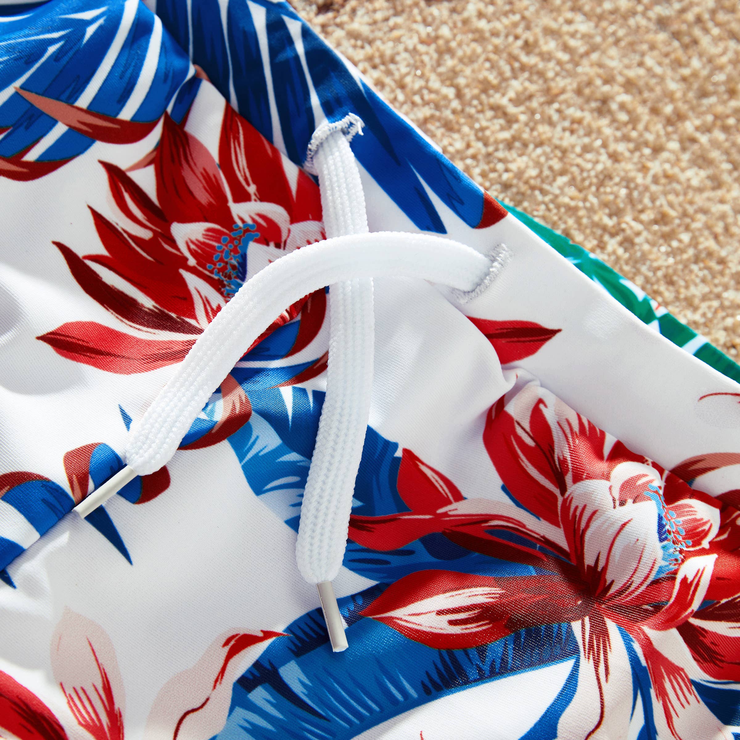 Red Matching Family Tropical Plant One-piece Swimsuit or trunks for wholesale on Faire5