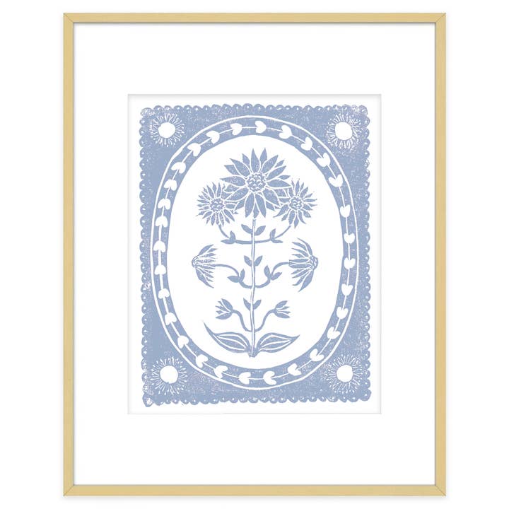 Hydrangea Blue & White Sunflower Art Print Botanical Decor for wholesale by The Prints Princess