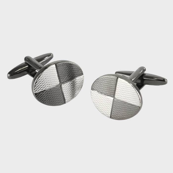 Boutons de manchette ovales en bronze et finition argentée pour la vente par Sophos