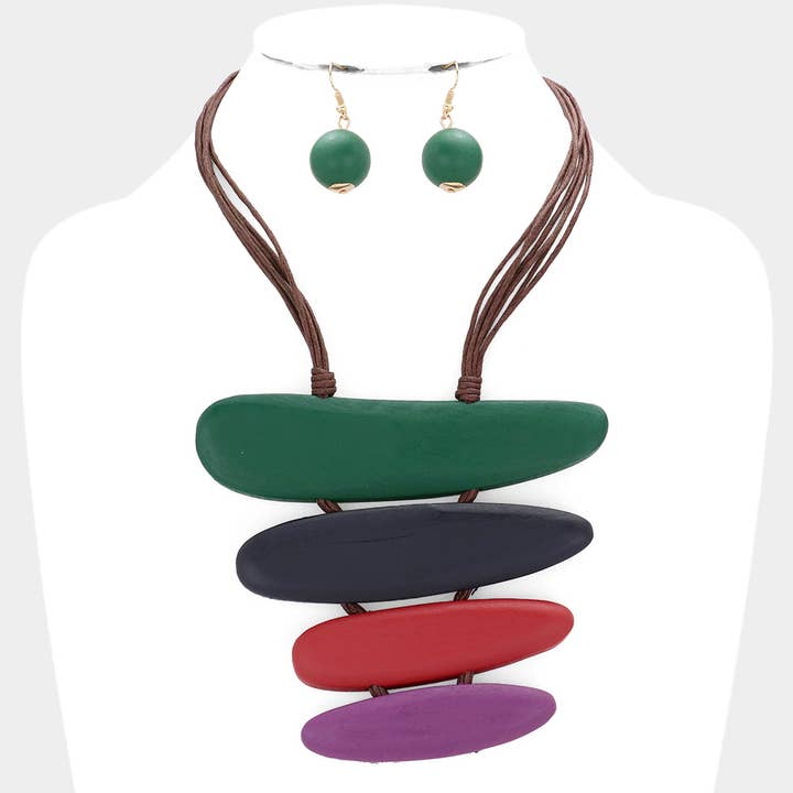 Abstract Wood Necklace for wholesale by Sensibling Corp.