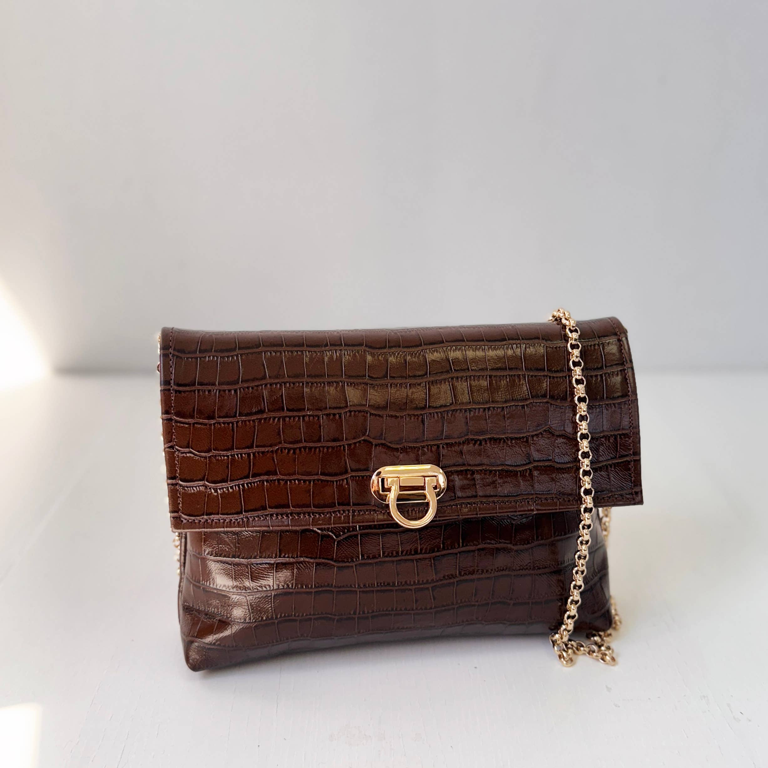 THE CODE – Bolsa - Mulher por atacado – Clutch Sobre Greta em castanho chocolate5