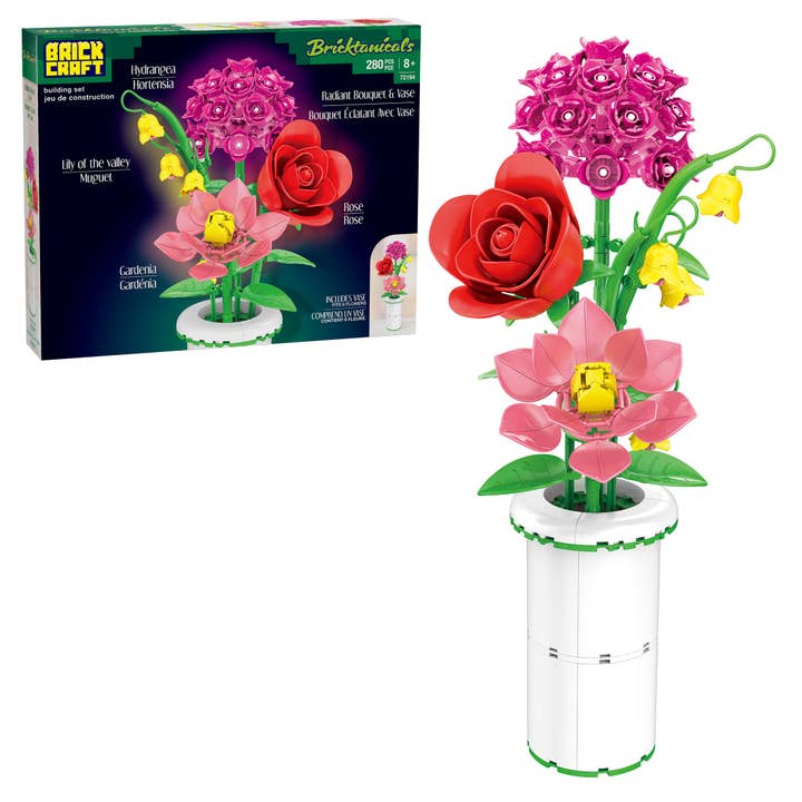 Radiant Bouquet & Vase Building Set Creative Flower Bricks for wholesale by Brickcraft