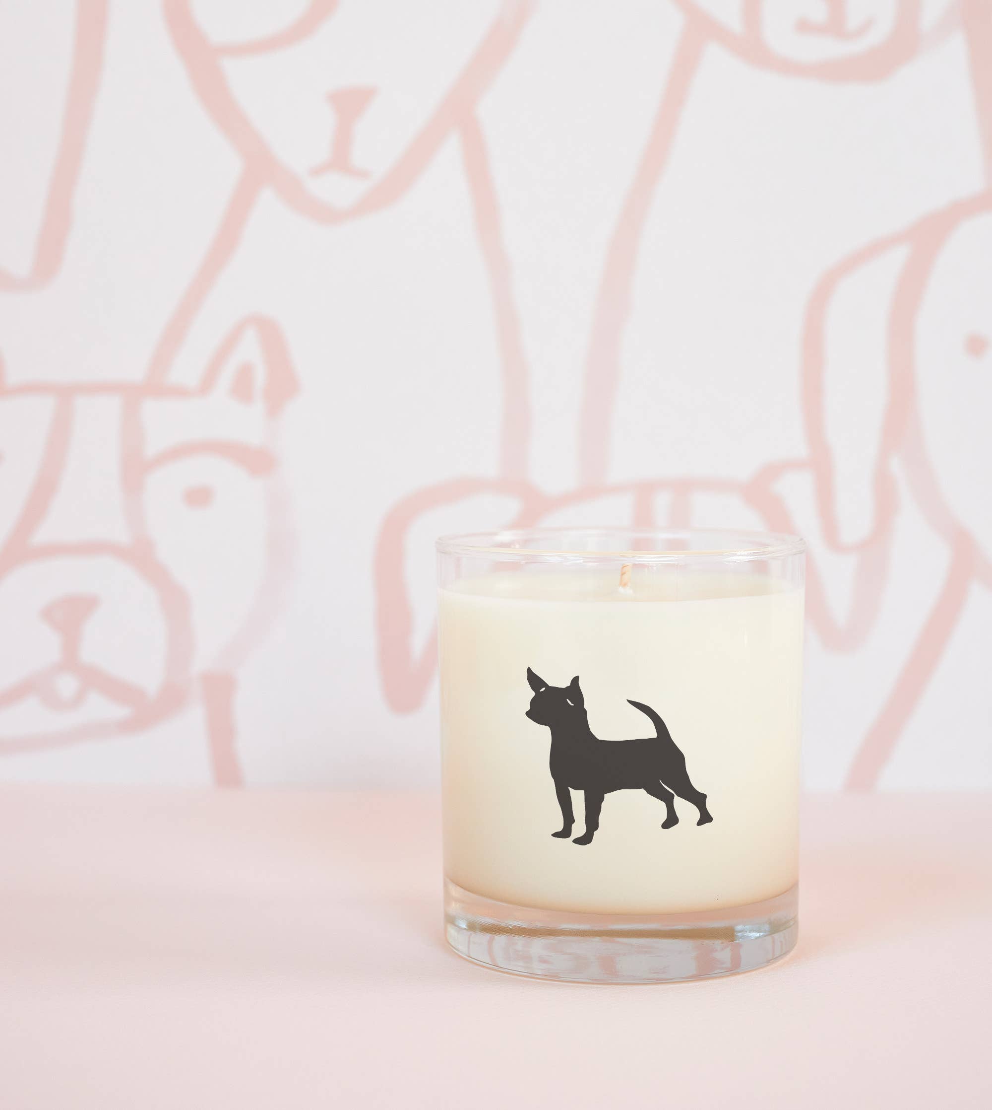Scripted Fragrance - Wholesale Jar/Filled Candle - Chihuahua Dog Soy Candle in Drinking Glass Two-In-One Gift1