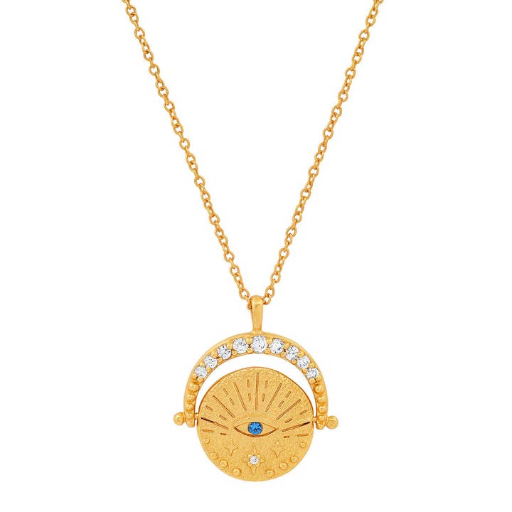 Gold Coin Evil Eye Necklace for wholesale by Tai Jewelry