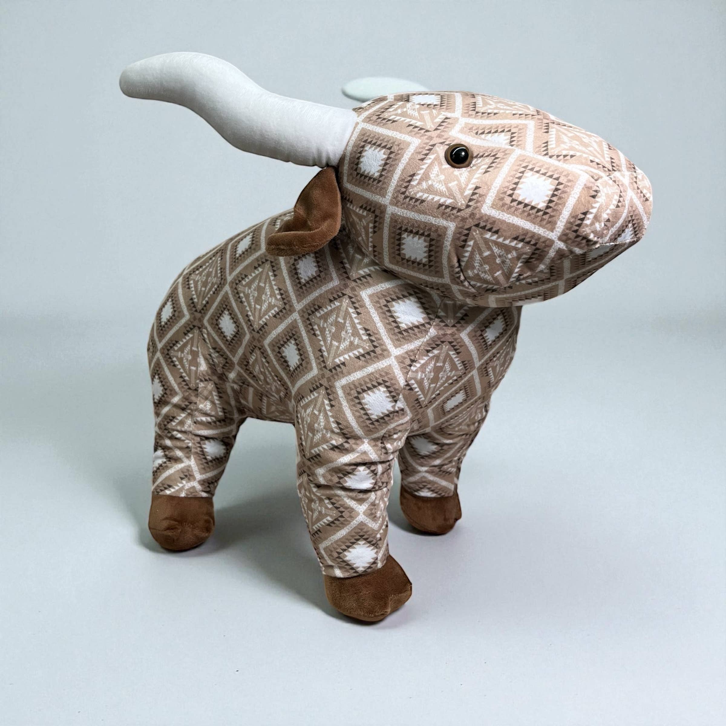 Western Linens – Peluche - Crianças e bebés por atacado – Grande amigo da quinta - longhorn asteca castanho0