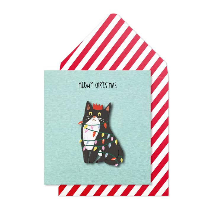 Christmas Cat in Lights Card for wholesale by Tache
