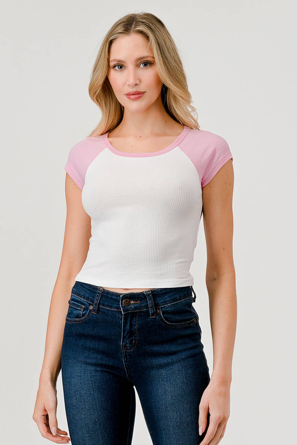 Hashttag - Wholesale T-shirt (Zonder tekening) - Dames - T-SHIRT MET KORTE PASVORM EN RAGLAN-BASEBALL4