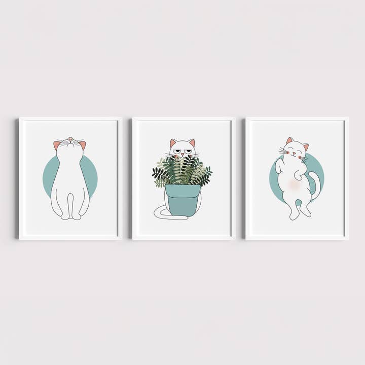 Ensemble d'artprints Amis des chats pour la vente par Burones