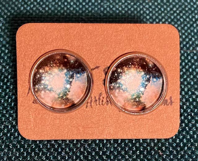 SMA Artistry Creations - Wholesale Stud/Post Earrings - 12mm Galaxy design glass cabochon stud earrings3