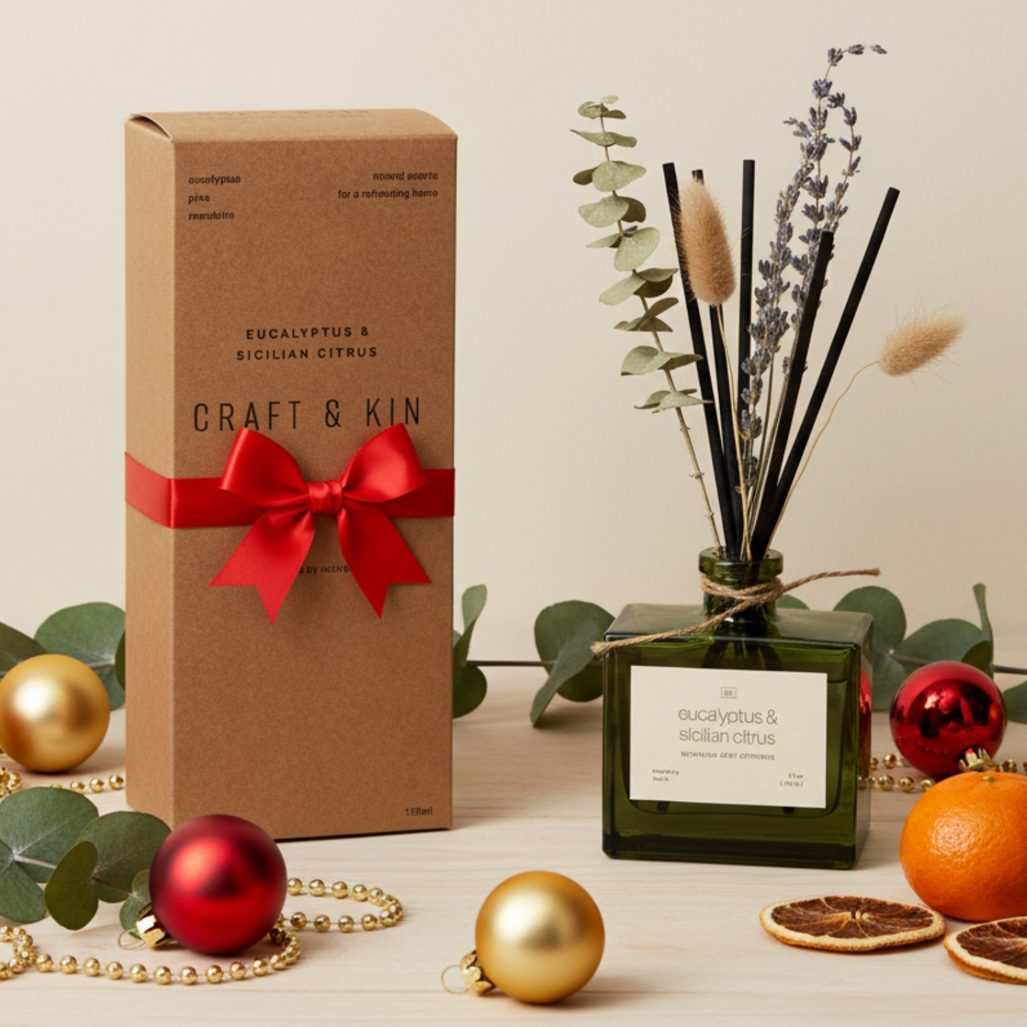 Craft & Kin - Wholesale Reed Diffuser - Green Glass Reed Diffuser with Flowers33