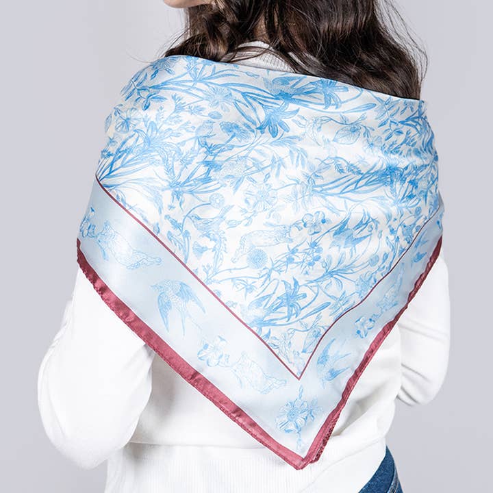 Fable England - Wholesale Scarf - Women's - FABLE Bunny Blues Blue Square Scarf1