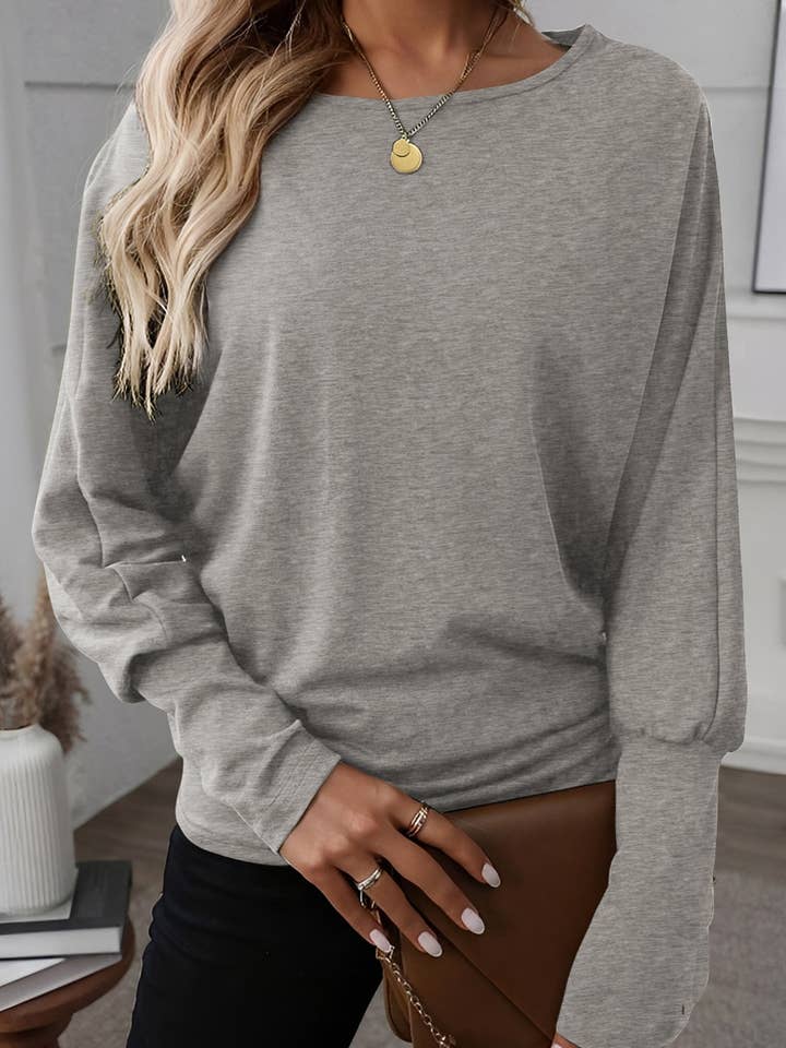 Lovesoft - Wholesale T-Shirt - Women's - Four Leaf Clover Solid Color Extended Cuffs Long Sleeve Top11