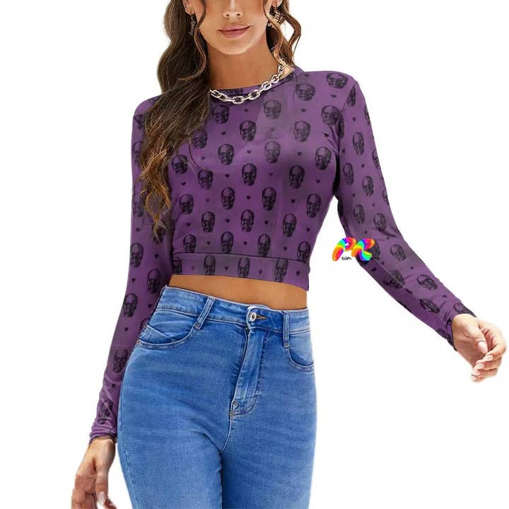 Purple Skull Backless T-shirt for wholesale by Prism Raves