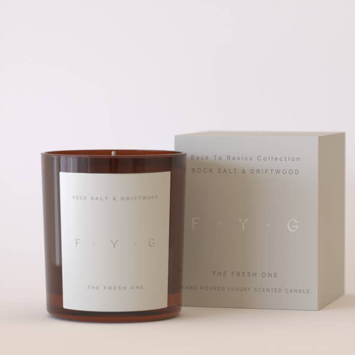 Rock Salt & Driftwood Candle for wholesale by FYG