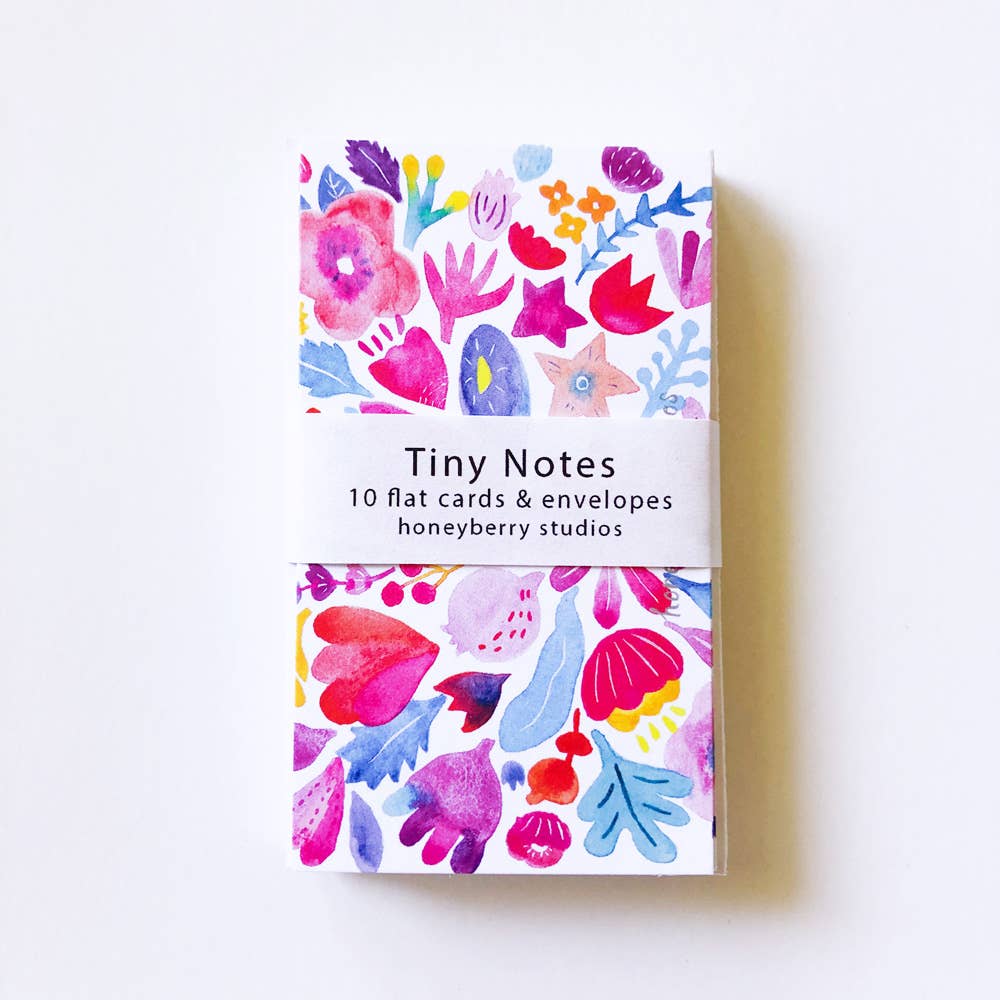 Honeyberry Studios - Wholesale Stationery/Notecard Set - Pink & Red Flowers Tiny Notes 1
