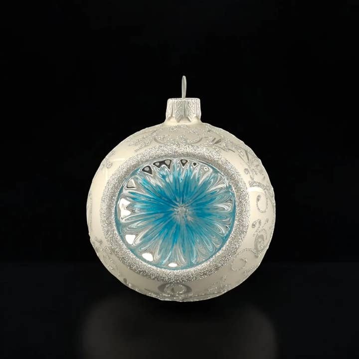 Glass by Iness - Wholesale Ornament - Silver Blown Glass Refractor Ornament, Blue Inside Refractor