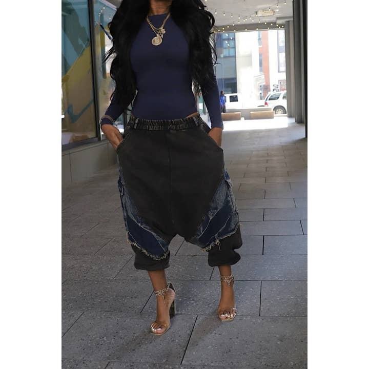 Trendy urban stil harem patchwork joggers for engroshandel hos DORCAS