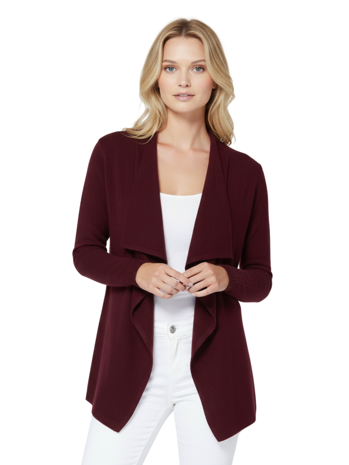 Mak - Wholesale Cardigan - Women's - Long Sleeve Open Front Draped Sweater Cardigan MK82187