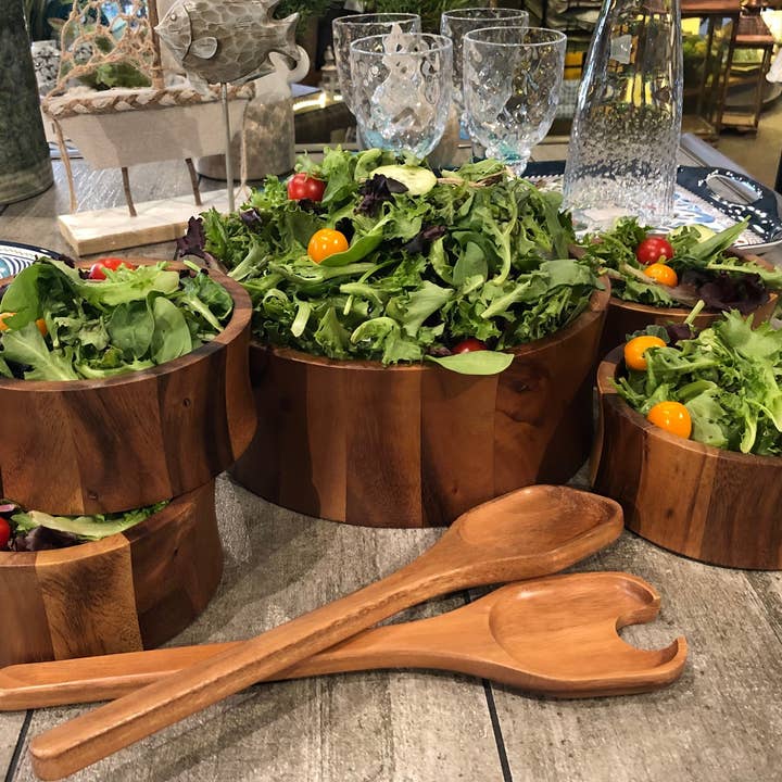 Kalmar Home - Wholesale Serve Bowl - 7 Pc Extra Large Salad Bowl w Servers & 4 Ind -328C-72