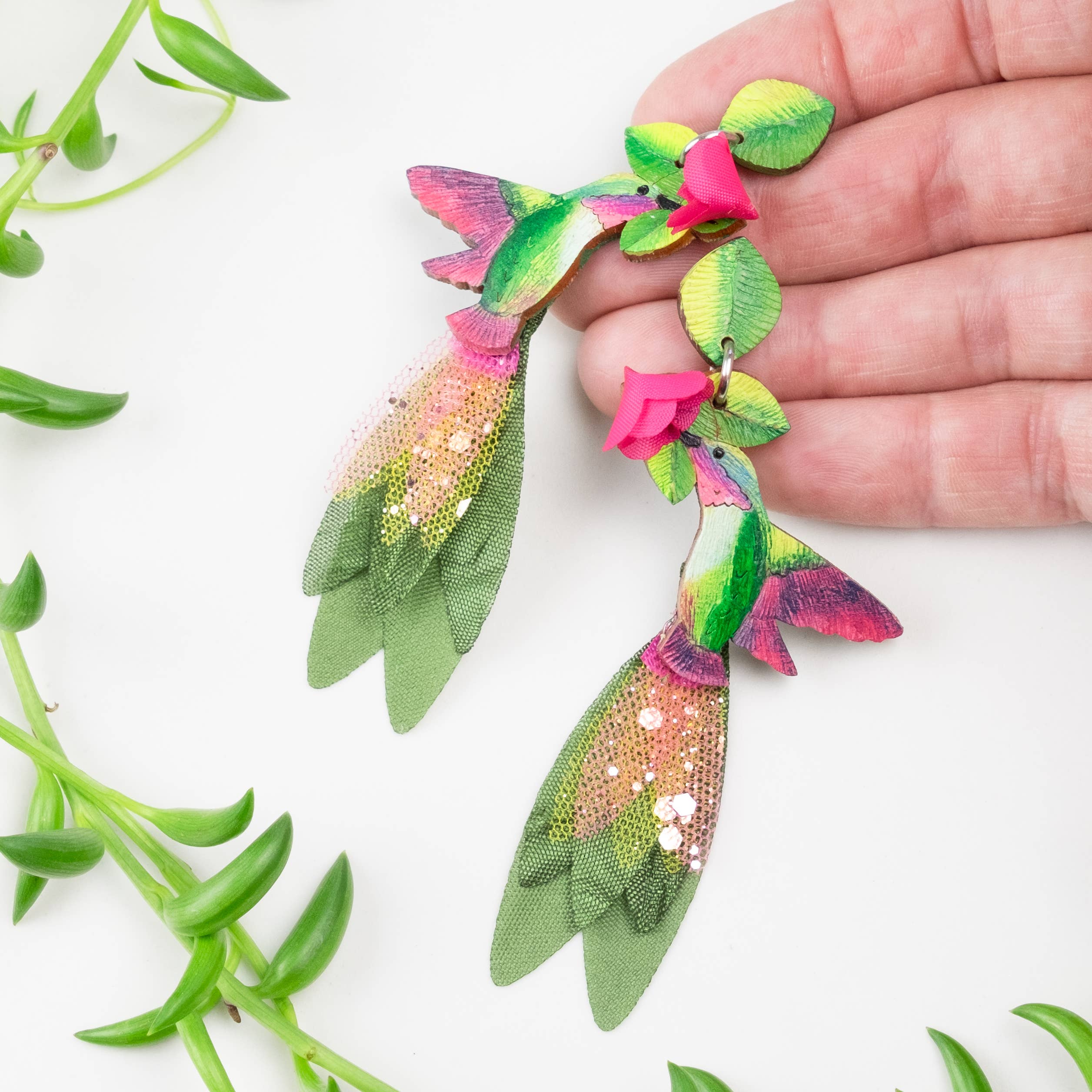 Tulia's Artisan Gallery - Wholesale Dangle Earrings - Hummingbird Earrings - Anna's LG4