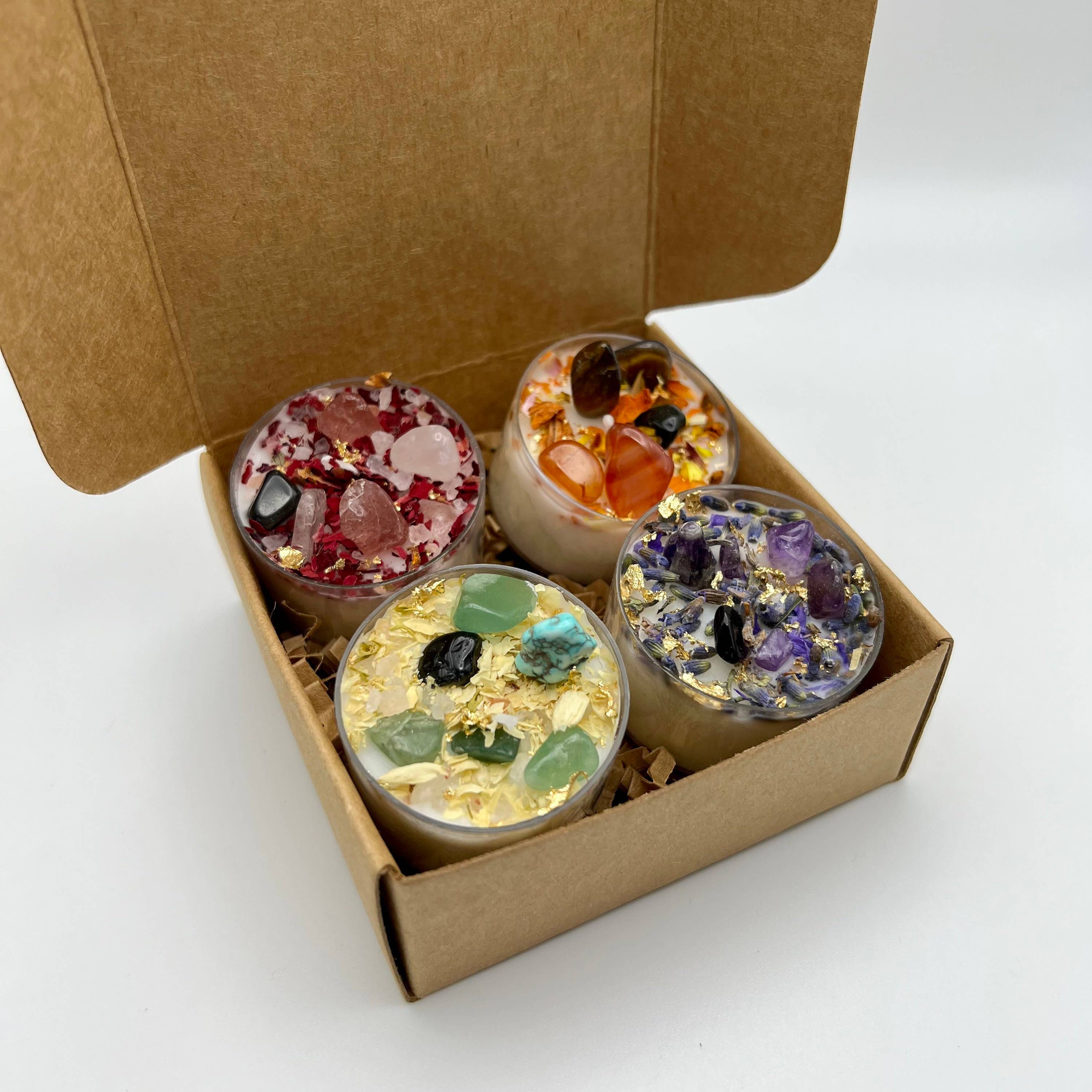 Purple Door ATX - Venta al por mayor Velas pequeñas - Set de 4 velas de té Intention para meditación ritual6