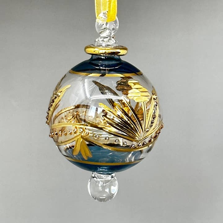 Arabazaar Gallery LLC - Wholesale Ornament - Small Globe w/ Flower Design & Raised Glass Beads- Egyptian Hand Blown Glass Ornament7