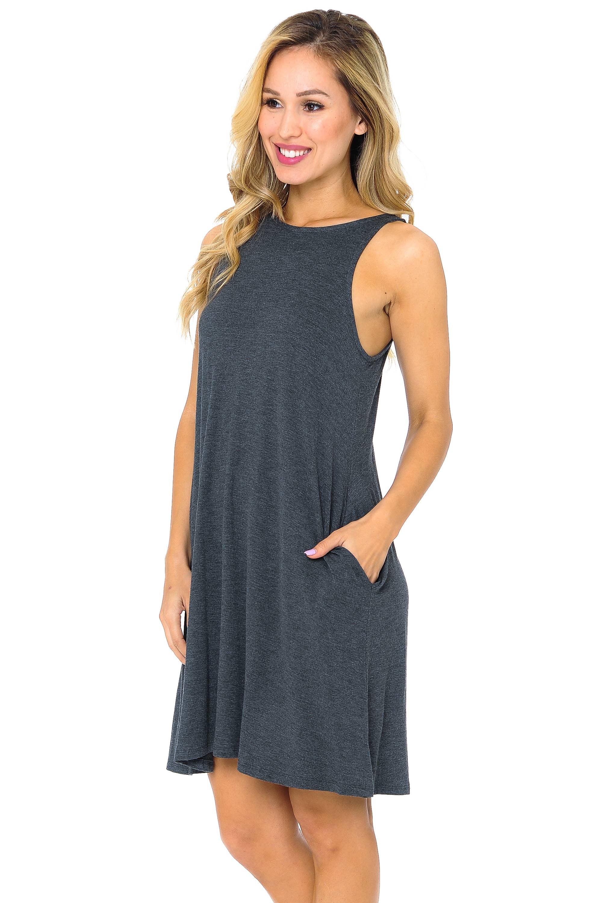 Burgundy Apparel - Wholesale Dress - Women's - TANK DRESS WITH POCKETS2