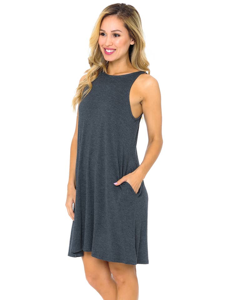 Burgundy Apparel - Wholesale Dress - Women's - TANK DRESS WITH POCKETS2