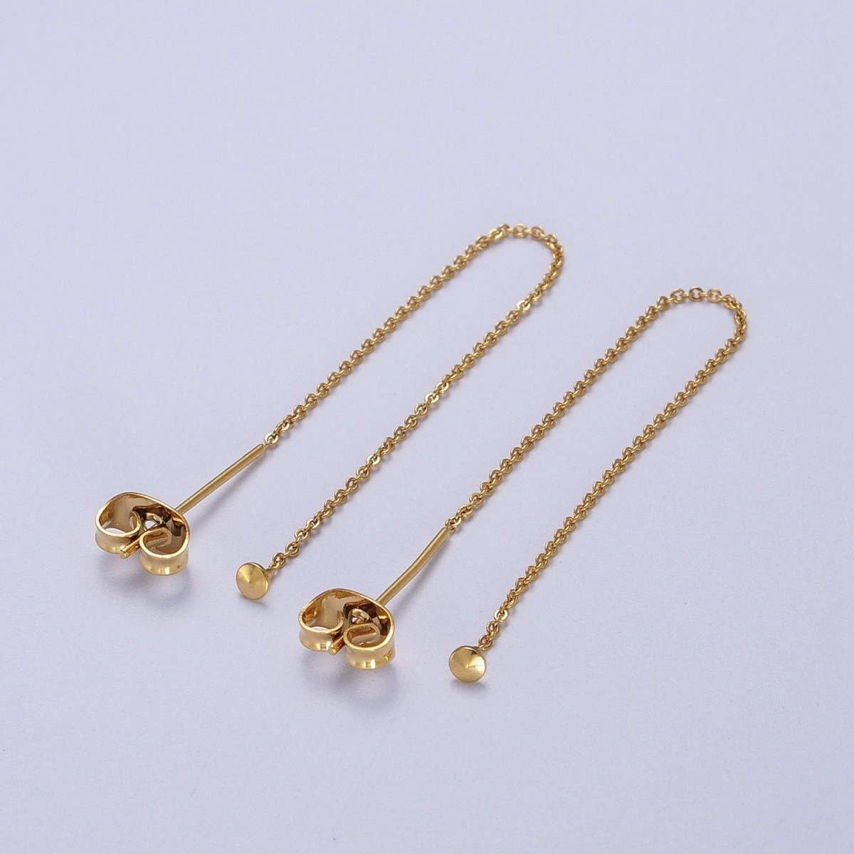 Aim Eternal - Wholesale Dangle Earrings - Gold Filled Cable Rolo Chain Long Threader Earrings in Gold & Silver   K-201 K-2040