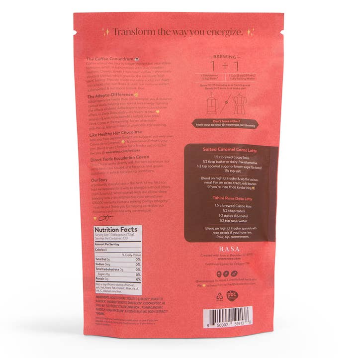 Rasa - #1 in Functional Adaptogens - Wholesale Coffee Beans - Rasa Cacao | Chocolately Coffee Alternative | 2 lb