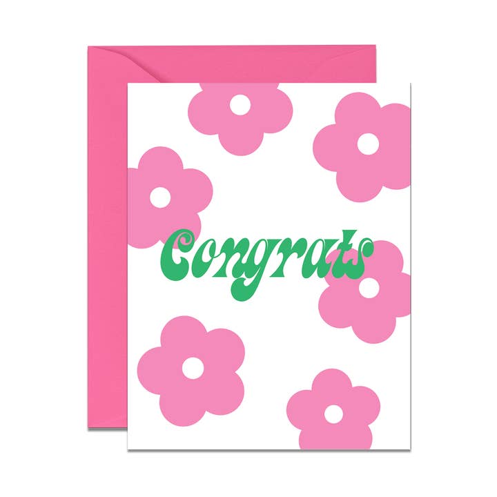 Pink Daisy Congrats Card for wholesale by No Yeah For Sure
