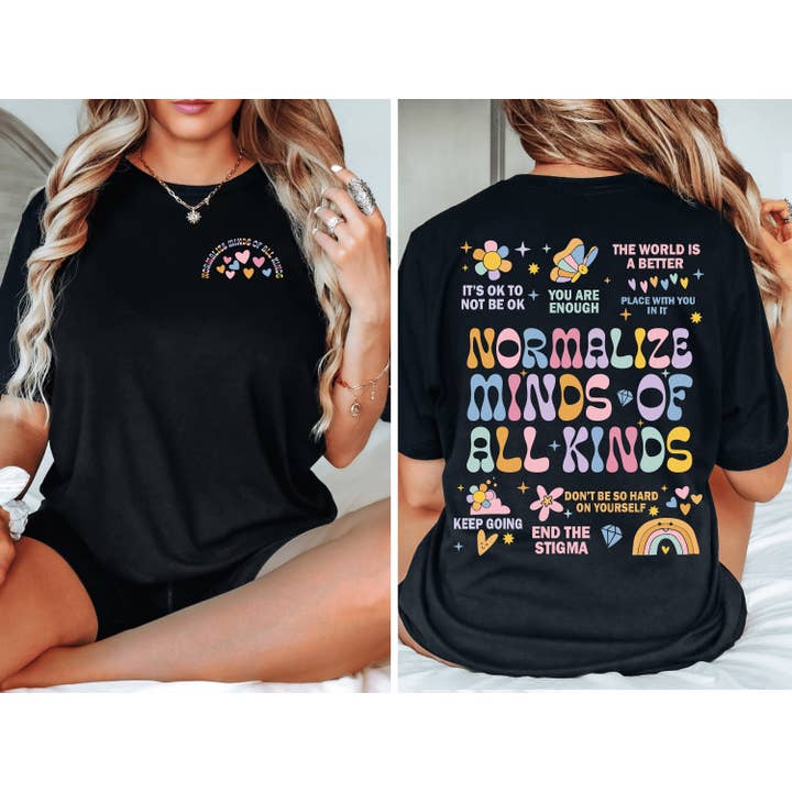 Maglietta Normalize Minds Of All Kinds, maglietta per la consapevolezza dell'autismo per la vendita all'ingrosso da parte di NVC Ecommerce LLC