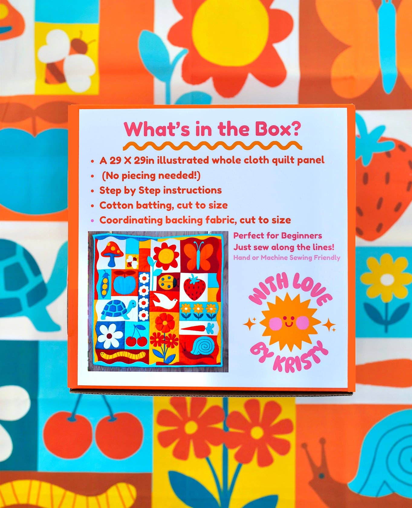 With Love by Kristy - Wholesale Craft Sewing Kit - Beginner Quilt Kit - Garden Charms Whole Cloth Quilt Kit 1