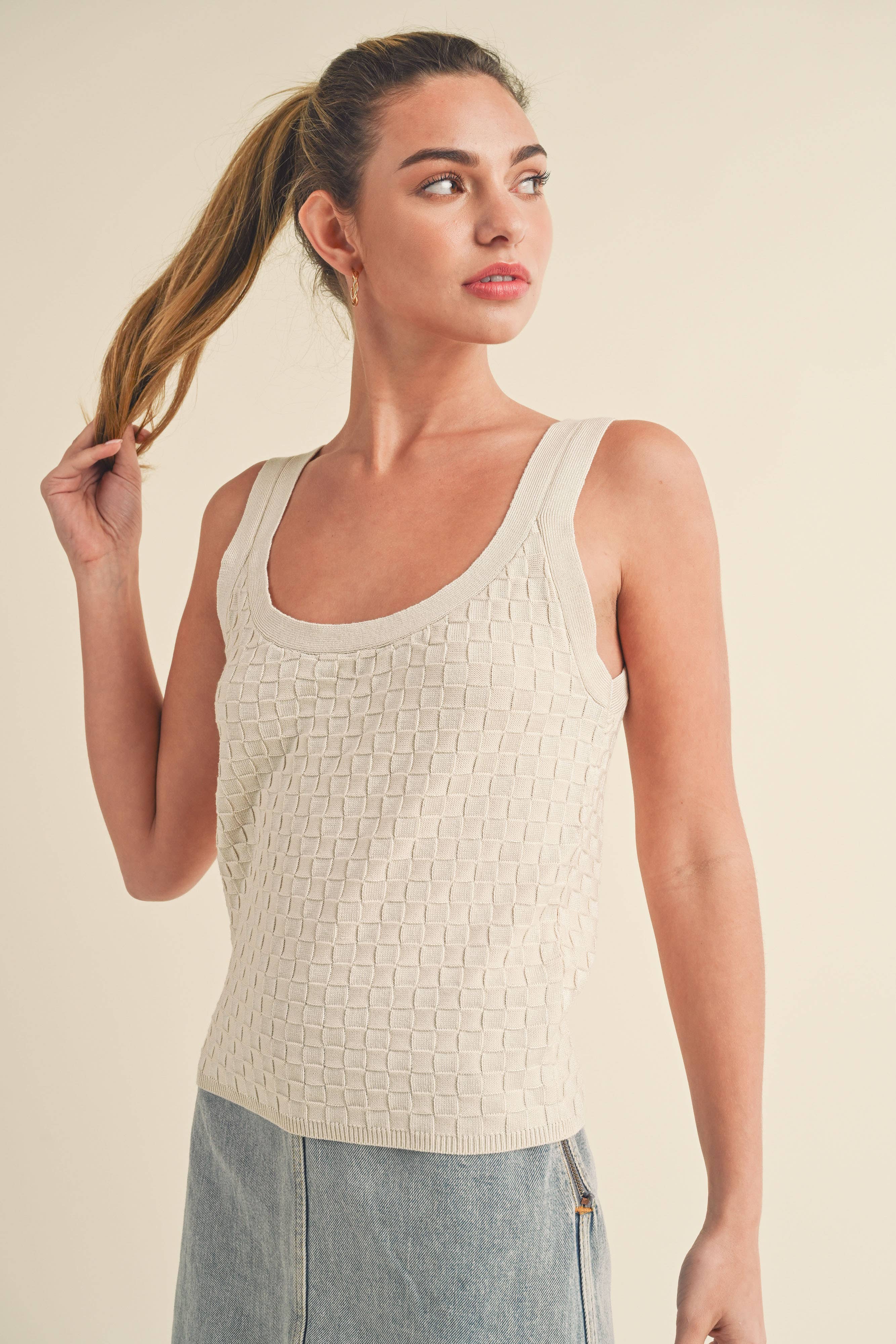 AEMI + CO – wholesale Linne (Tryckt) - Dam – 360BN Gull Knit Tank 112