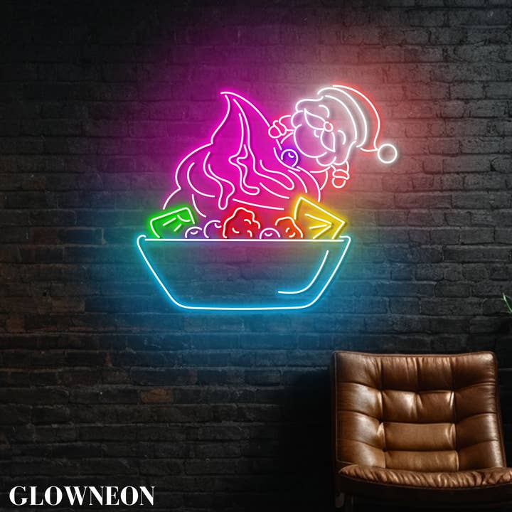 Glow Neon - Wholesale Neon Sign - Frozen Yogurt Santa Led Wall Art, Christmas Yogurt Shop Sign1