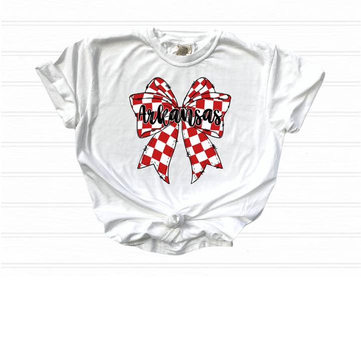 Camiseta para crianças e adultos com verificação de arco do Arkansas por atacado de Cotton Threads