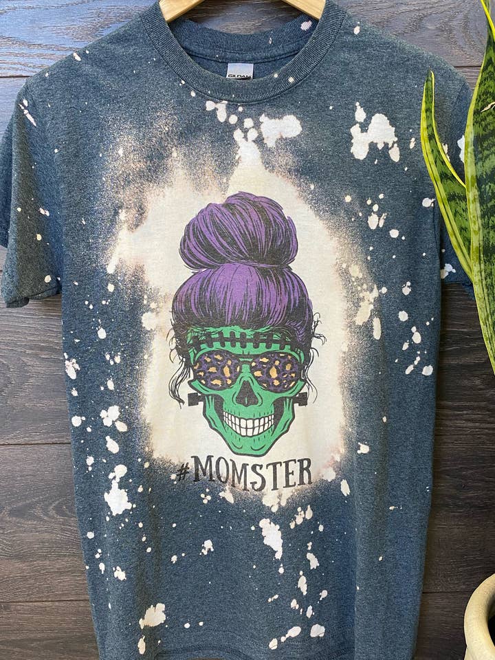 #MOMSTER Messy Bun Skeleton Tee for wholesale by Southern Roots