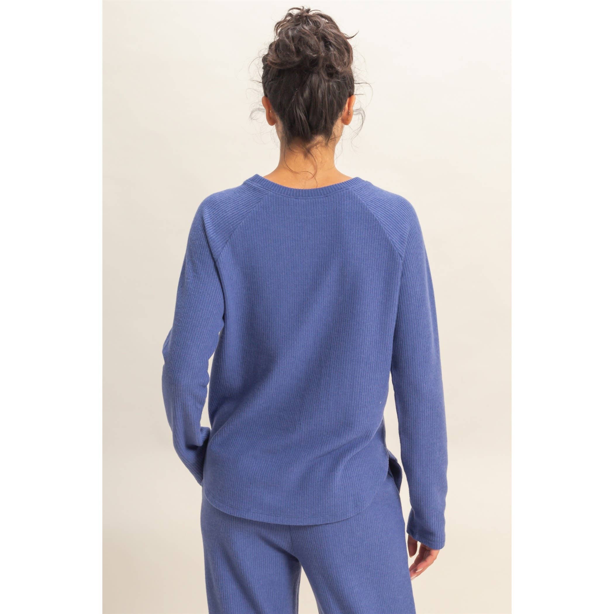 Double Zero - Wholesale Shirt - Women's - Brushed Waffle Raglan Long Sleeve Casual Top12